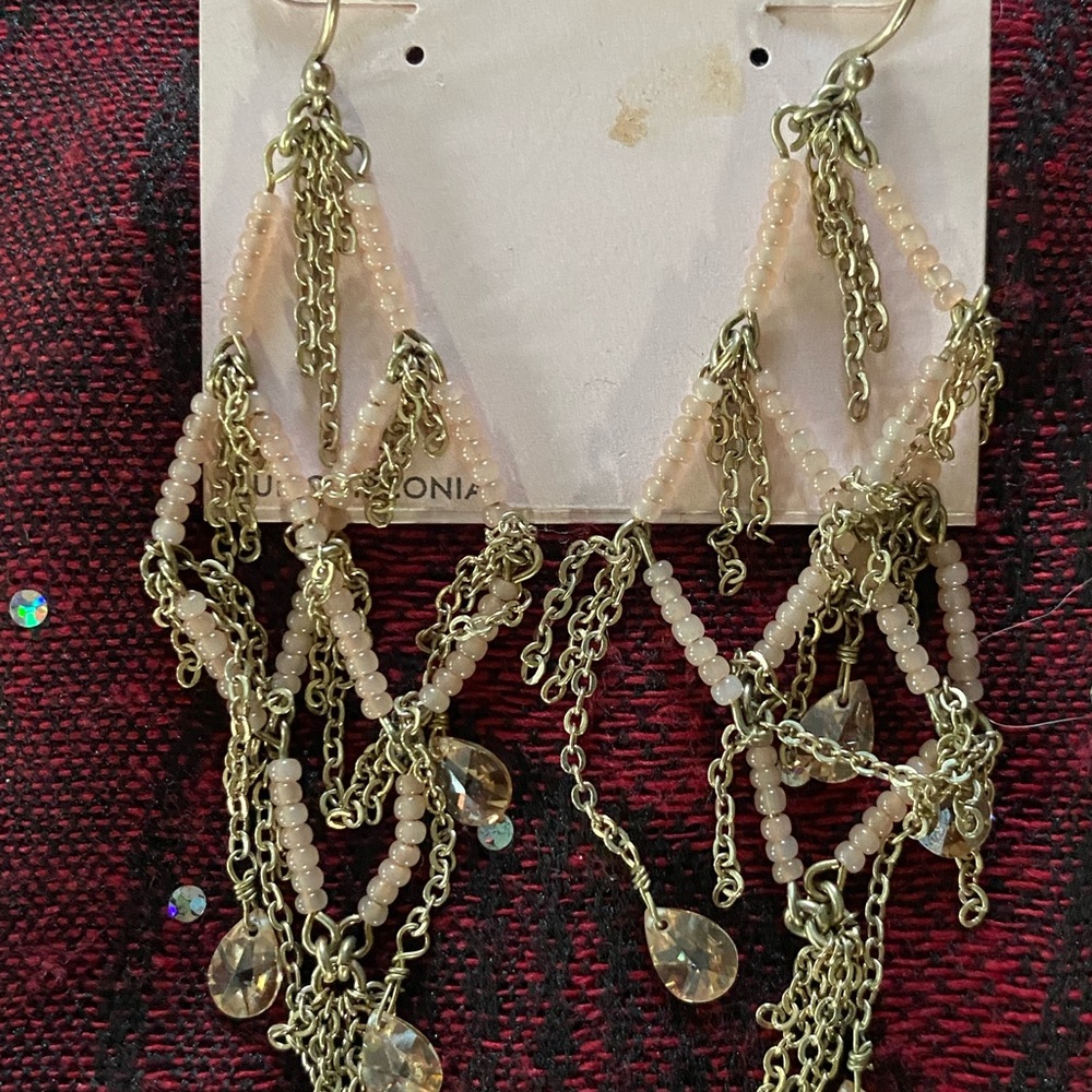 Peach Colored Beaded Earrings